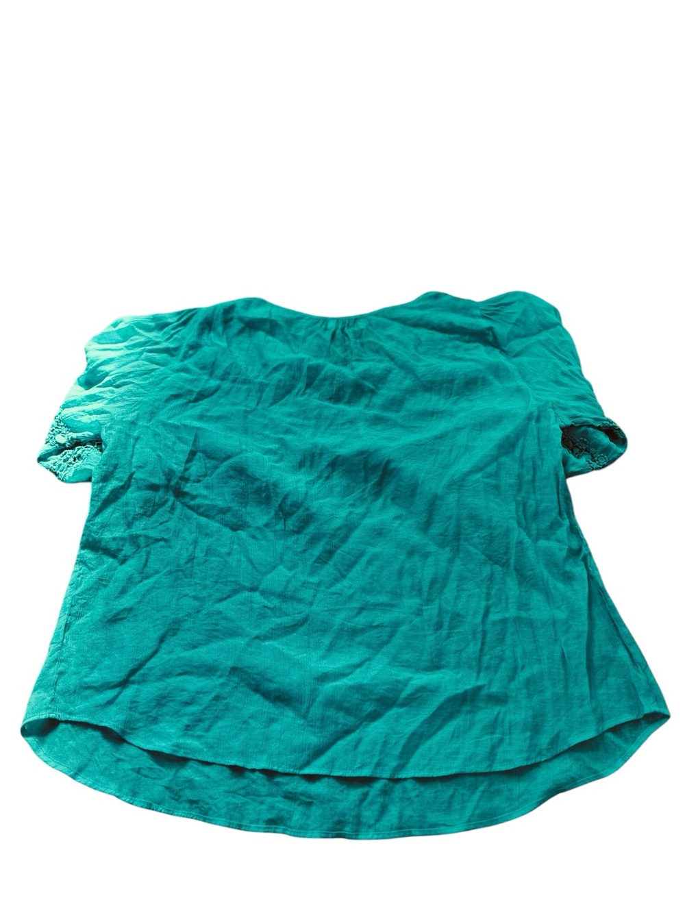 🆕Teal Crochet Yoke Peasant Blouse - Picture 2 of 3